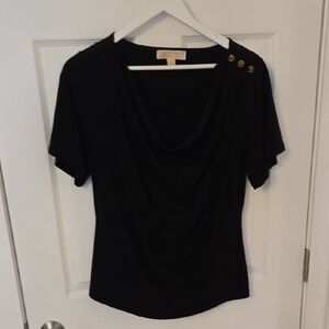 Michael Kors White Fitted Short Sleeve Blouse